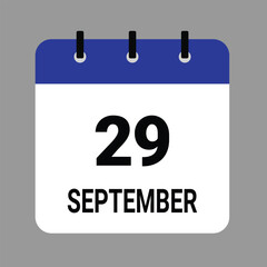 SEPTEMBER-29- Daily Calendar Icon - White Background