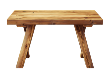 Rustic wooden table center piece Warm lighting wood grain texture minimalist design home decor on transparent background