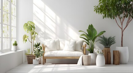 Bright Interior Space with Potted Green Plants