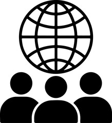 Global team collaboration and international business network concept icon