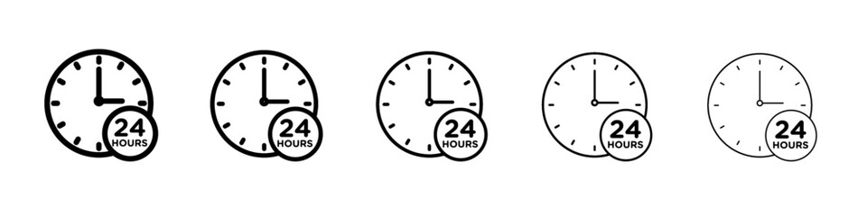 24 Hrs icon vector outline symbol or illustration