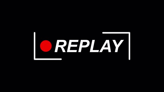 Action replay sign loop animation on transparent background. Replay Animation video with alpha channel 4K video