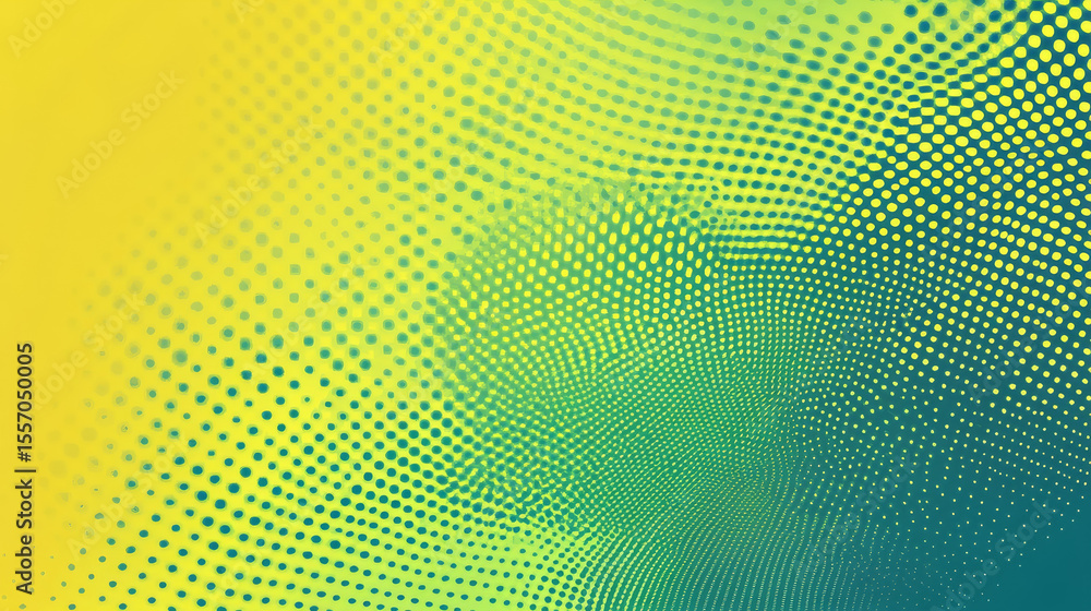 Poster a dotted halftone pattern with a yellow-to-green gradient texture background.