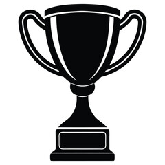 Simple black silhouette of a classic trophy cup with handles on a white background