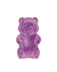 Cute purple gummy bear illustration in doodle art style. Fun and playful candy design perfect for...