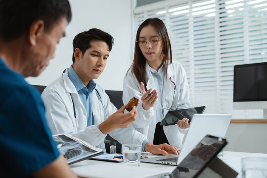 Medical team working on digital tablet healthcare doctor technology tablet using computer analyzed the results of medical reports at the office hospital.