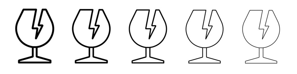 broken glass icon vector outline symbol or illustration