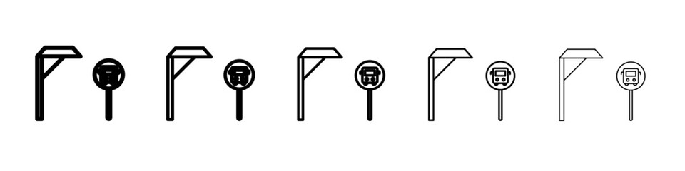 Fototapeta premium Bus stop stand icon vector outline symbol or illustration