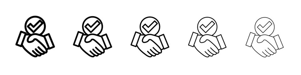 Business agreement handshake icon vector outline symbol or illustration
