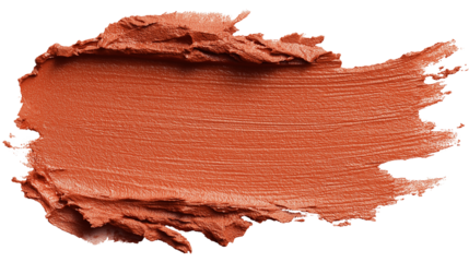Matte clay mask texture stroke in terracotta shade with natural rough edges, isolated on white, hyper-detailed, PNG