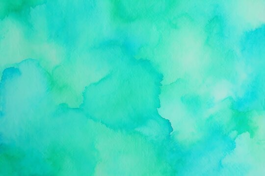 Soft turquoise and green watercolor wash abstract background blue