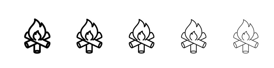 Campfire icon vector outline symbol or illustration