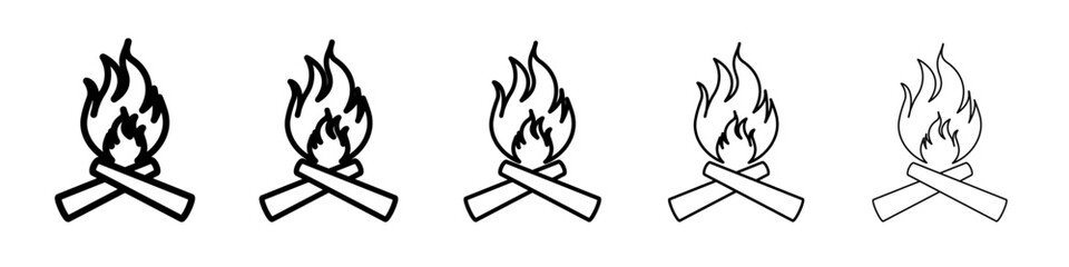 Campfire icon vector outline symbol or illustration