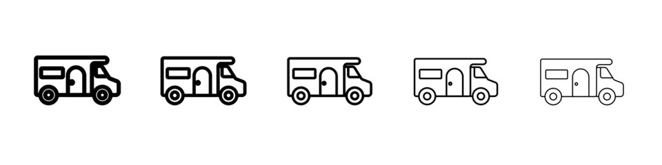 Fototapeta premium camping car icon vector outline symbol or illustration