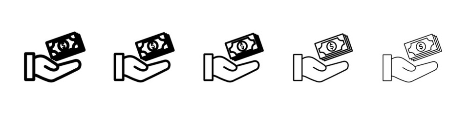 Cash bonus icon vector outline symbol or illustration