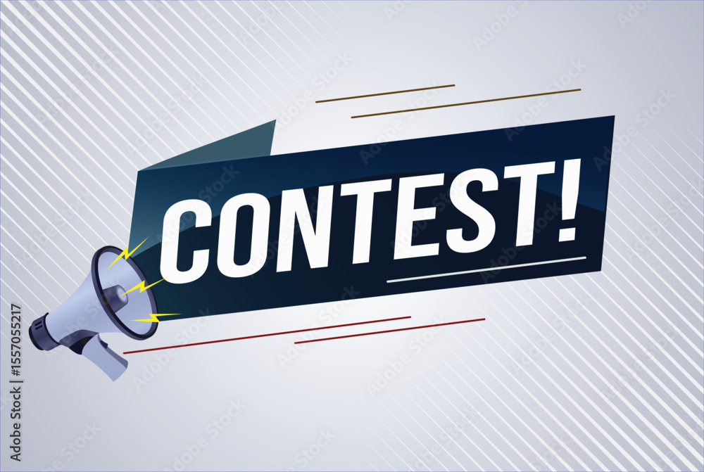 Fototapete contest megaphone loud speaker design for ribbon banner poster. lettering with geometric shapes line