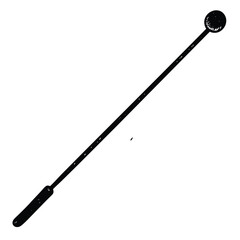 A simple black and white illustration of a conductor s baton with a round head