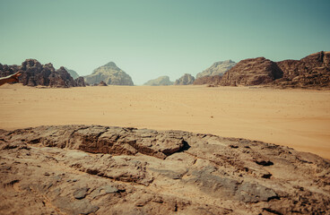 Rocky Desert Landscape in Wadi Rum, Jordan