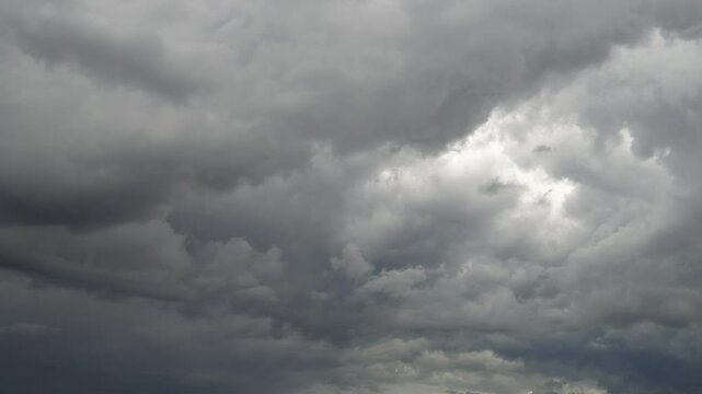 Fast moving stormy clouds over Dneper river in Kyiv, Ukraine