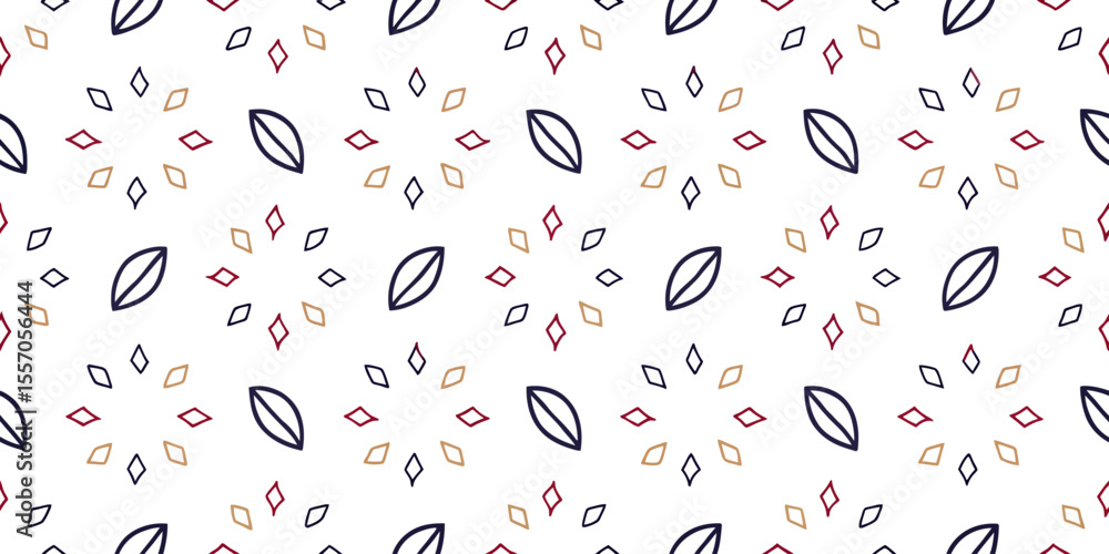 Poster elegant floral pattern: an abstract floral design showcases repeating leaf and diamond patterns in a
