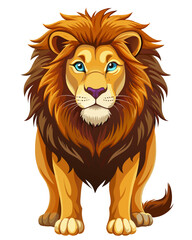 Lion realistic  , character design modern  , white background ,full  color