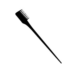 Black Silhouette of Hair Dye Comb and Tail Teasing Tool Vector Icon