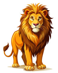 Lion realistic  , character design modern  , white background ,full  color