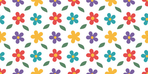 Floral Harmony: A vibrant floral pattern, showcasing a repeating arrangement of colorful flowers, evokes a sense of joy and the beauty of nature.