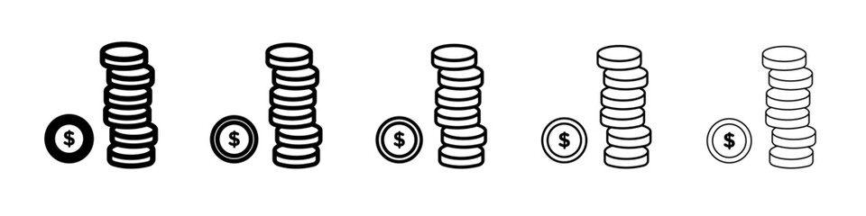 Coin stack icon vector outline symbol or illustration