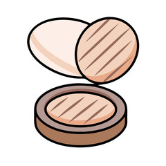 Compact Makeup Face Powder and Sponge Puff Isolated Vector Illustration