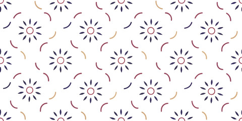 Floral Pattern Delight: A visually appealing repeating pattern featuring delicate floral motifs and stylized crescent shapes against a clean backdrop, exuding an aura of elegance and modern design.