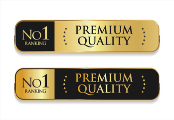 A luxurious and modern Premium Quality badge design featuring a stylish gold and black color palette on a clean white background