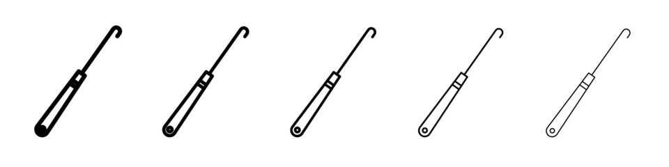 Crochet needle icon vector outline symbol or illustration