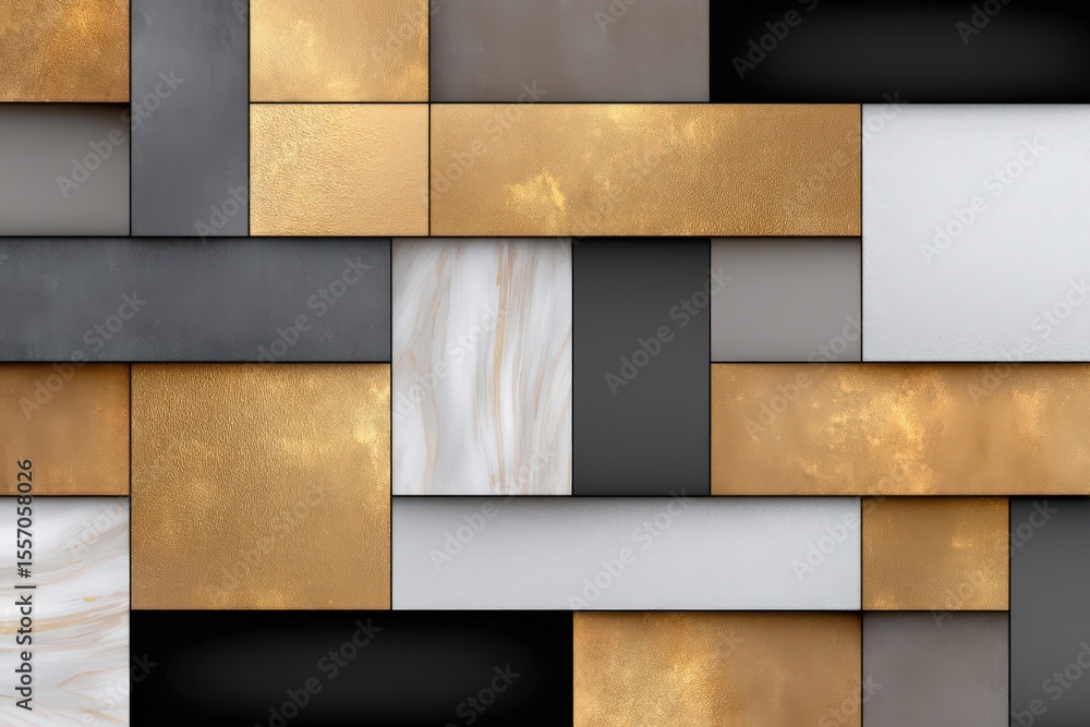Poster intricate visual tapestry showcasing an eclectic mix of textures and colors including luxurious gold