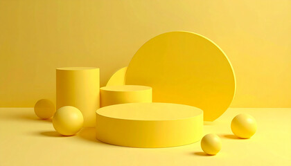 Blank Yellow Display on Vivid Summer Background in Minimal Style for Product Presentation

