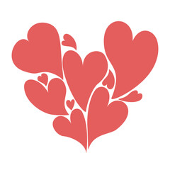 Heart Shape Made of Small Hearts,Transparent Background for Love, Wedding, and Valentine Designs