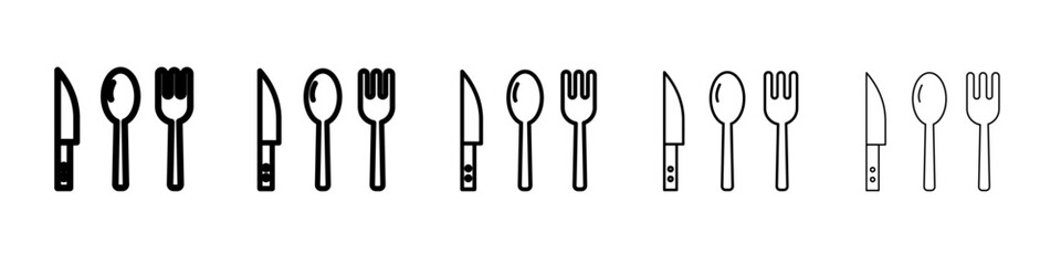 Cutlery icon vector outline symbol or illustration