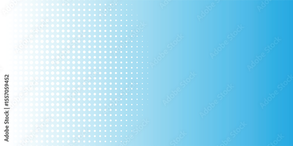 Poster abstract white halftones on blue gradient background. geometric shapes. pattern of dots and particle