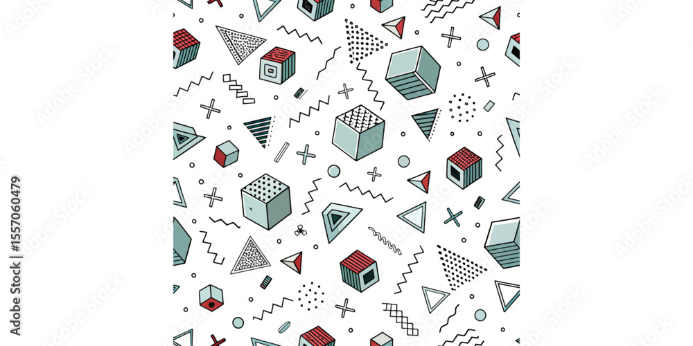 Poster geometric abstraction: a vibrant illustration showcasing a pattern of various geometric shapes such 