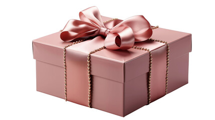 Exquisite rose gold gift box with a satin bow, perfect for a thoughtful present or special occasion celebration transparent.