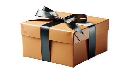 Elegant tan gift box tied with a dark gray ribbon, presenting a present for a special occasion or holiday celebration transparent.