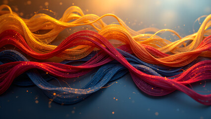 Intertwined threads, warm light, abstract connection. Soft focus, flowing lines, delicate textures. Symbolism, network, relationship.