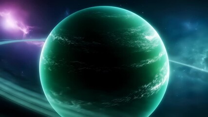 Gas giant planet with ring system - Powered by Adobe