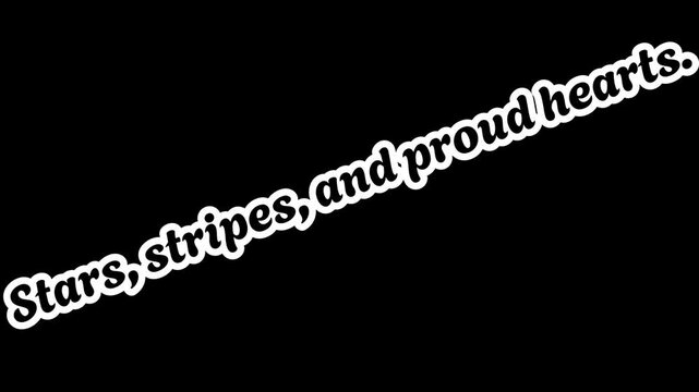 A black background with white text saying stars stripes and proud hearts diagonally across the image