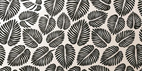 Botanical pattern of leaves: A striking pattern of intricate leaf designs creates a captivating visual texture, perfect for design concepts and surface.