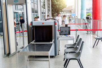 Luggage security checkpoint at the entrance
