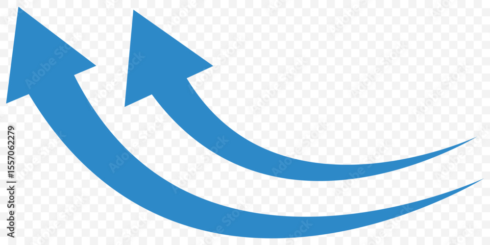 Poster set of long blue curve arrow icon vector . blue curve arrow icon set. long arrow icon set. curve arr