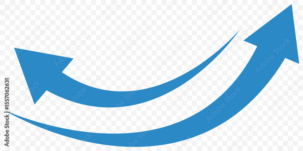 Poster set of long blue curve arrow icon vector . blue curve arrow icon set. long arrow icon set. curve arr