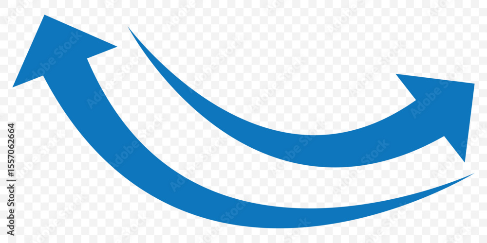 Poster set of long blue curve arrow icon vector . blue curve arrow icon set. long arrow icon set. curve arr