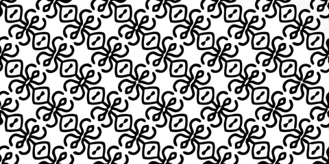 Black and White Geometric Pattern: Elegant seamless pattern with repeating geometric design in black and white.  Perfect for background, textile, and wallpaper designs.